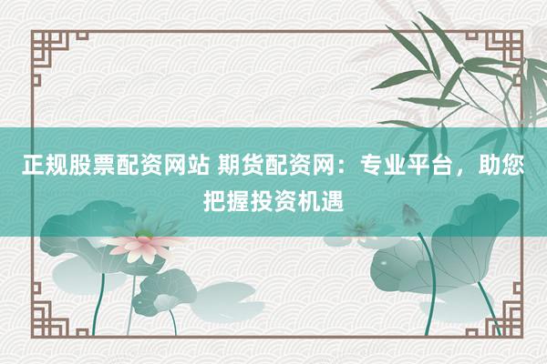 正规股票配资网站 期货配资网：专业平台，助您把握投资机遇