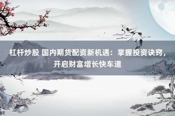 杠杆炒股 国内期货配资新机遇：掌握投资诀窍，开启财富增长快车道