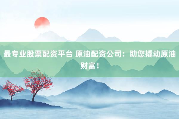 最专业股票配资平台 原油配资公司：助您撬动原油财富！