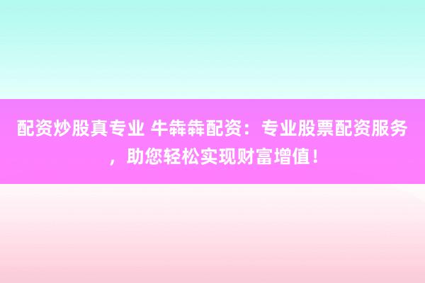 配资炒股真专业 牛犇犇配资：专业股票配资服务，助您轻松实现财富增值！