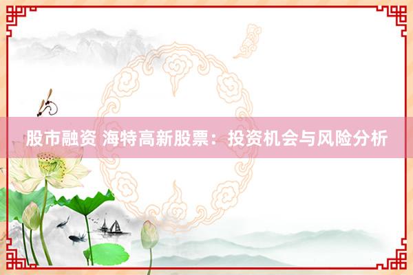 股市融资 海特高新股票：投资机会与风险分析