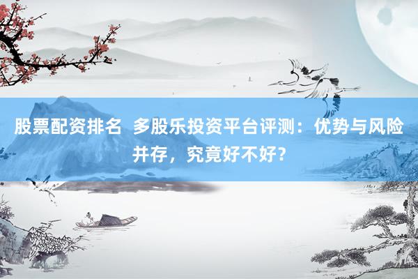 股票配资排名  多股乐投资平台评测：优势与风险并存，究竟好不好？