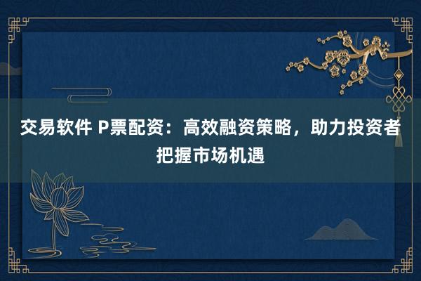 交易软件 P票配资：高效融资策略，助力投资者把握市场机遇