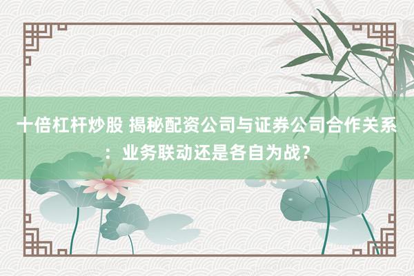 十倍杠杆炒股 揭秘配资公司与证券公司合作关系:业务联动还是各自为战?