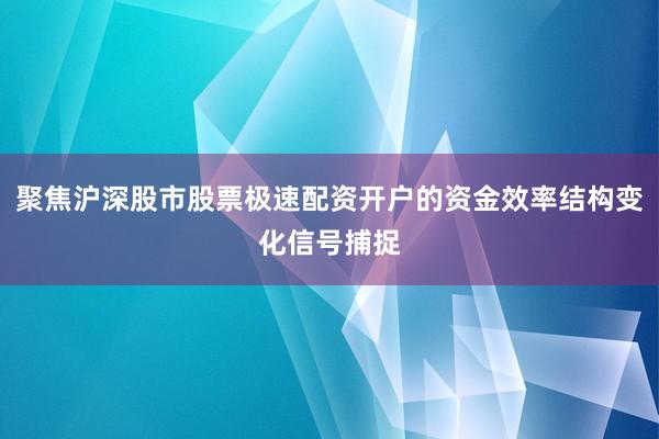 聚焦沪深股市股票极速配资开户的资金效率结构变化信号捕捉