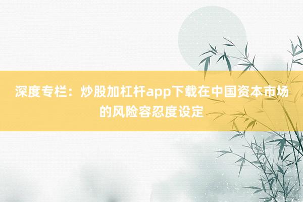 深度专栏：炒股加杠杆app下载在中国资本市场的风险容忍度设定