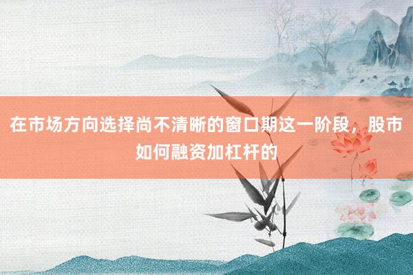 在市场方向选择尚不清晰的窗口期这一阶段，股市如何融资加杠杆的