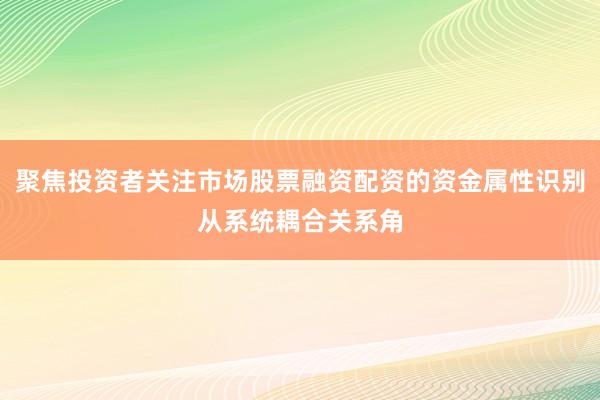 聚焦投资者关注市场股票融资配资的资金属性识别从系统耦合关系角
